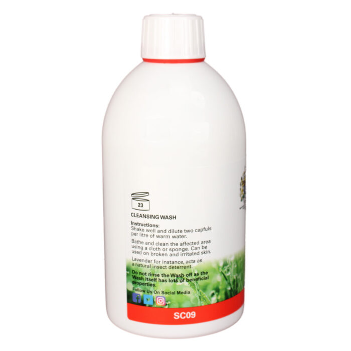 A bottle of Botanica Cleansing Wash 500ml, a natural herbal product, on a white background.